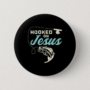 Badge Rond 5 Cm Hook Sur Jésus Par Pêche Chrétien Dieu Religieux