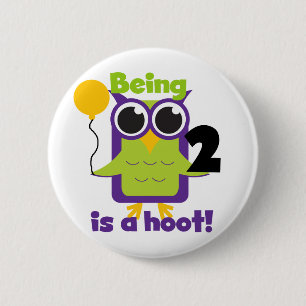 Badge Rond 5 Cm Hoot Owl 2e anniversaire T-shirts et cadeaux