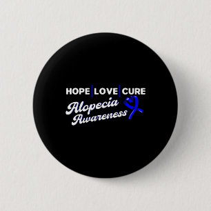 Badge Rond 5 Cm Hope Love Cure Support Alopecia Awareness Ruban