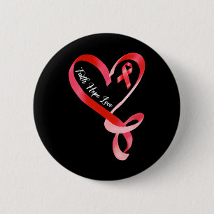 Badge Rond 5 Cm Hope Love Red Ribbon Heart Disease Awareness 1