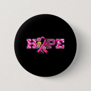 Badge Rond 5 Cm Hope Pink Ribbon Leopard Sensibilisation au cancer