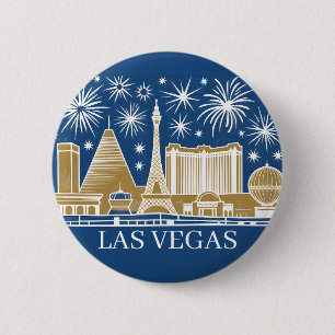 Badge Rond 5 Cm Horizon de la bande de Las Vegas minimaliste doré
