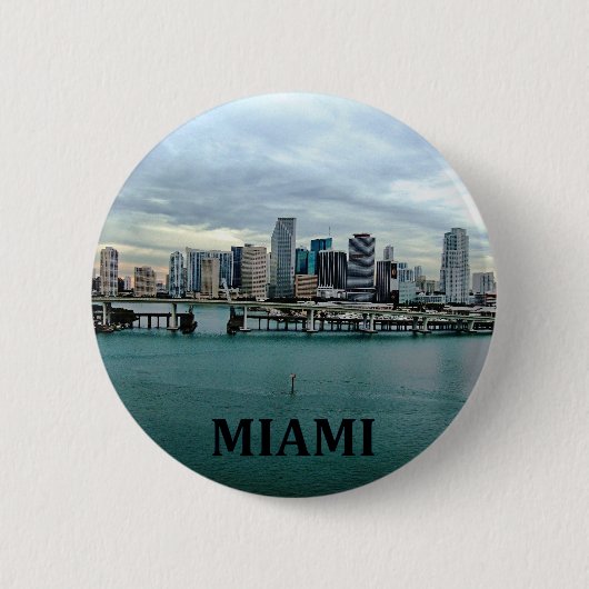 Badge Rond 5 Cm Horizon de Miami la Floride (Devant)