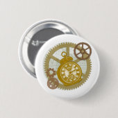 Badge Rond 5 Cm Horloge et vitesses de Steampunk (Devant & derrière)
