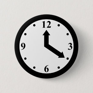 Badge Rond 5 Cm Horloge noire