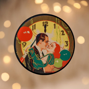 Badge Rond 5 Cm Horloge vintage Art Déco du baiser de la Saint-Syl