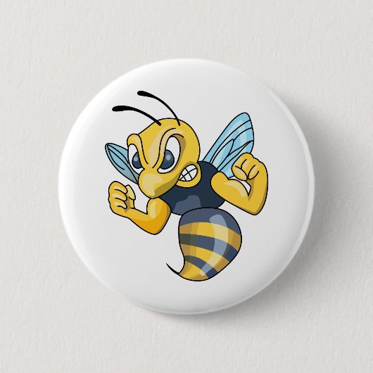 BADGE ROND 5 CM HORNET JAUNE (Devant)