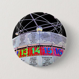 Badge Rond 5 Cm Horodateur du monde, Alexanderplatz, Berlin, dos