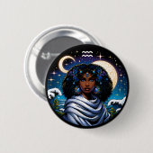 Badge Rond 5 Cm Horoscope Sign Aquarius Symbol (Devant & derrière)