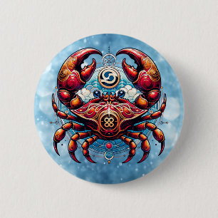 Badge Rond 5 Cm Horoscope signe astrologique du cancer le crabe