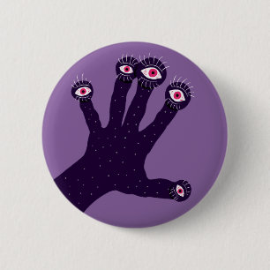 Badge Rond 5 Cm Horreur Goth Purple Main Déplaisante Mains bizarre
