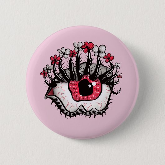 Badge Rond 5 Cm Horreur Pastel Goth Oeil Macabre rose Déplaisant (Devant)