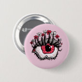 Badge Rond 5 Cm Horreur Pastel Goth Oeil Macabre rose Déplaisant (Devant & derrière)