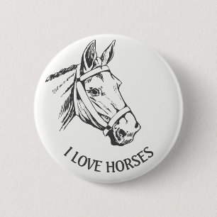 Badge Rond 5 Cm Horse-head drawing with harness