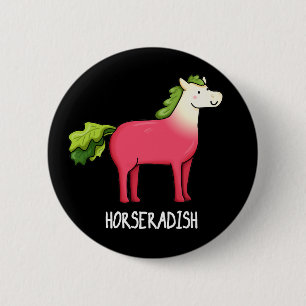 Badge Rond 5 Cm Horseradish Funny Horse Pun Dark BG
