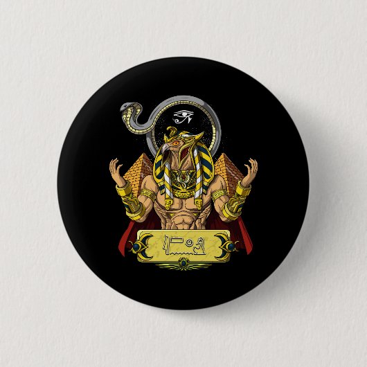 Badge Rond 5 Cm Horus Egyptian God Ra Pyramide Ancient Mythology (Devant)