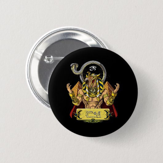 Badge Rond 5 Cm Horus Egyptian God Ra Pyramide Ancient Mythology (Devant & derrière)