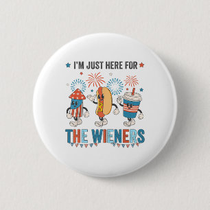 Badge Rond 5 Cm Hot Dog Je suis juste ici pour les Wieners mignon 