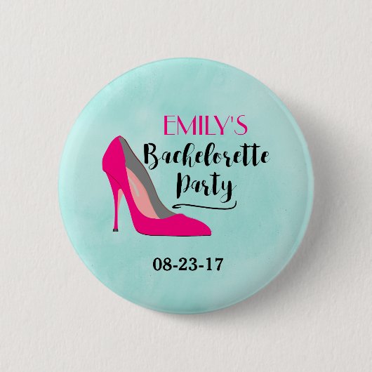 Badge Rond 5 Cm Hot rose Stiletto High Heure Bachelorette Party (Devant)
