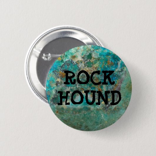 Badge Rond 5 Cm Hound de pierre minérale bleu Chrysocolla (Devant & derrière)