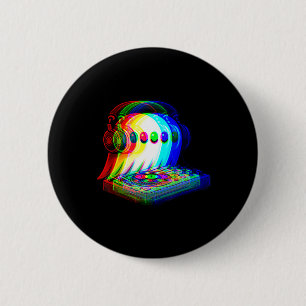 Badge Rond 5 Cm House Music Ghost Dj Illusion Optique Edm Hallowee
