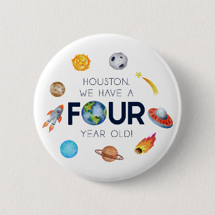 Badge Rond 5 Cm Houston Nous avons quatre ans 4e fête d'anniversai