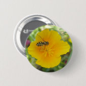 Badge Rond 5 Cm Hoverfly et California Poppy Button (Devant & derrière)