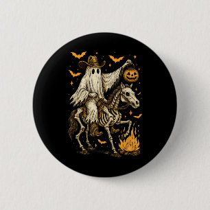 Badge Rond 5 Cm Howdy Cowboy Ghost Citrouille Riding Skeleton Hors