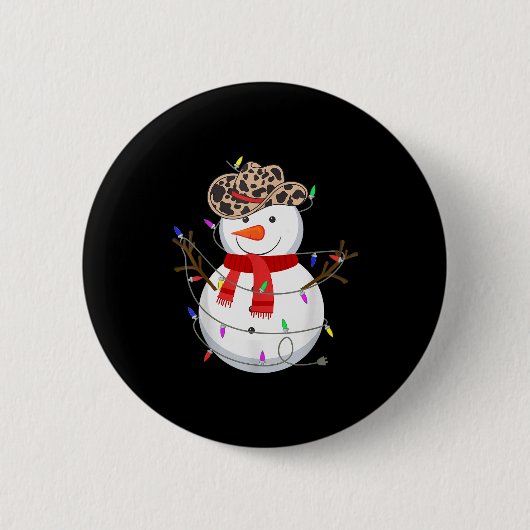 Badge Rond 5 Cm Howdy Snowman Funny Cowboy Hat Western Christmas 2 (Devant)