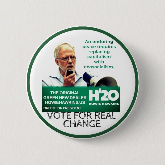 Badge Rond 5 Cm Howie Hawkins pour le président 2020 (Devant)