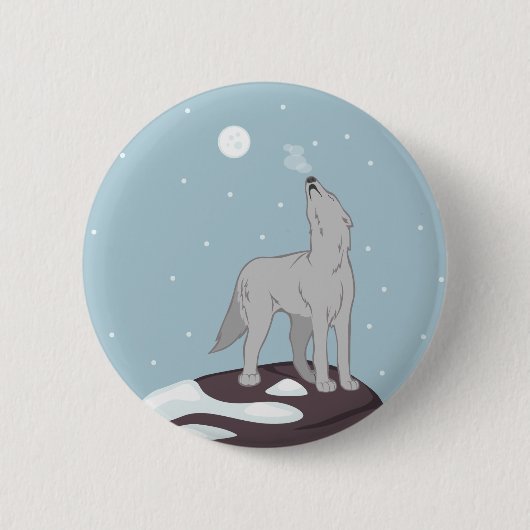 Badge Rond 5 Cm Howling Arctic Wolf (Devant)