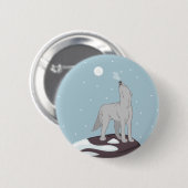 Badge Rond 5 Cm Howling Arctic Wolf (Devant & derrière)