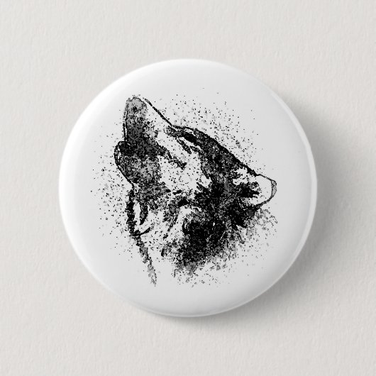 Badge Rond 5 Cm Howling Wolf (Devant)