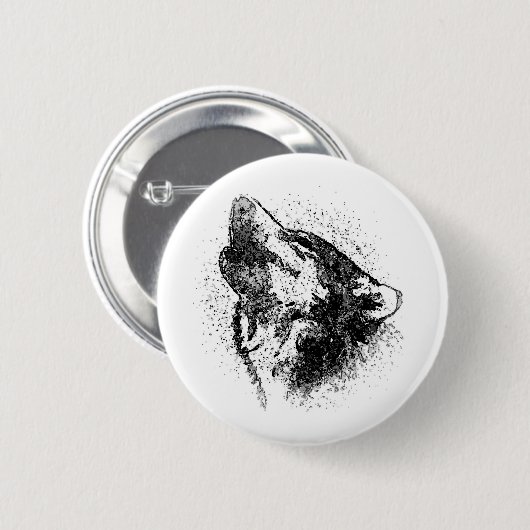 Badge Rond 5 Cm Howling Wolf (Devant & derrière)