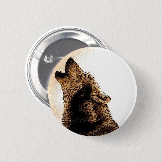 Badge Rond 5 Cm Howling Wolf (Devant & derrière)