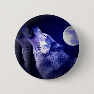 Badge Rond 5 Cm Howling Wolf