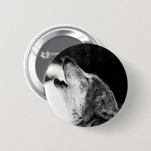 Badge Rond 5 Cm Howling Wolf (Devant & derrière)