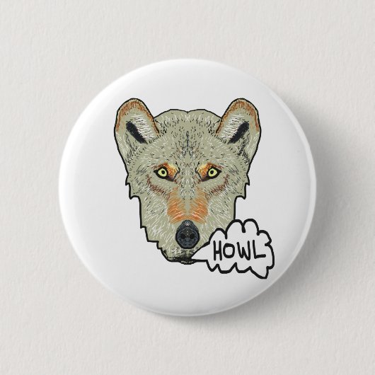 Badge Rond 5 Cm Howling Wolf (Devant)