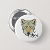 Badge Rond 5 Cm Howling Wolf (Devant & derrière)
