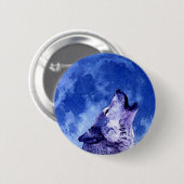 Badge Rond 5 Cm Howling Wolf à Moon (Devant & derrière)