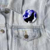 Badge Rond 5 Cm Howling Wolf à Moon (En situation)