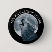 Badge Rond 5 Cm Howling Wolf et Moon (Devant)