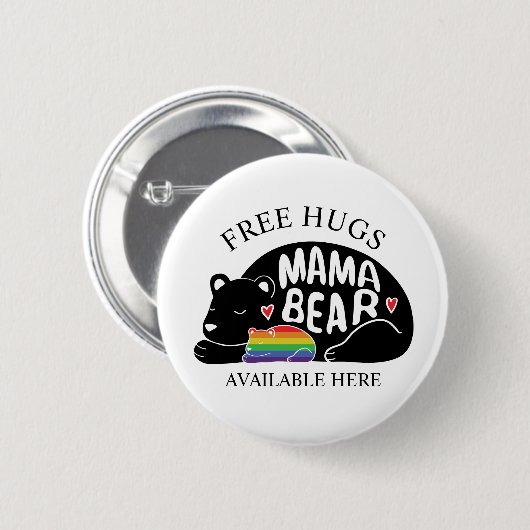 Badge Rond 5 Cm Hugues libres de Mama Bear (Devant & derrière)