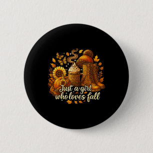 Badge Rond 5 Cm Hugvyn automne Fall_ Juste une fille qui aime la v