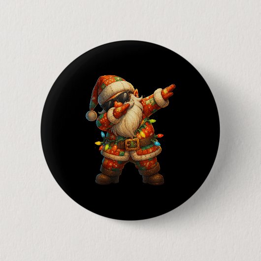 Badge Rond 5 Cm Hugvyn Christmas_ Patchwork Dabbing Santa Claus Xm (Devant)