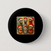 Badge Rond 5 Cm Hugvyn Christmas Santa Chicken Crazy Eagerlys Roos (Devant)