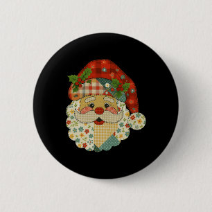 Badge Rond 5 Cm Hugvyn Christmas Santa Claus Patchwork Matching Fa