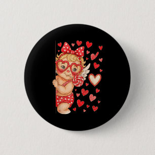 Badge Rond 5 Cm Hugvyn Cupid Sucette Saint-Valentin Coquette Cœurs