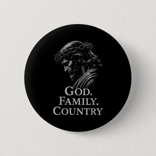 Badge Rond 5 Cm Hugvyn God Family Country Jesus Christian Faith Mi (Devant)