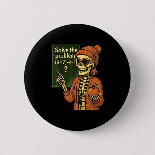 Badge Rond 5 Cm Hugvyn Halloween Skeleton Six Seven 67 Meme Pemdas (Devant)